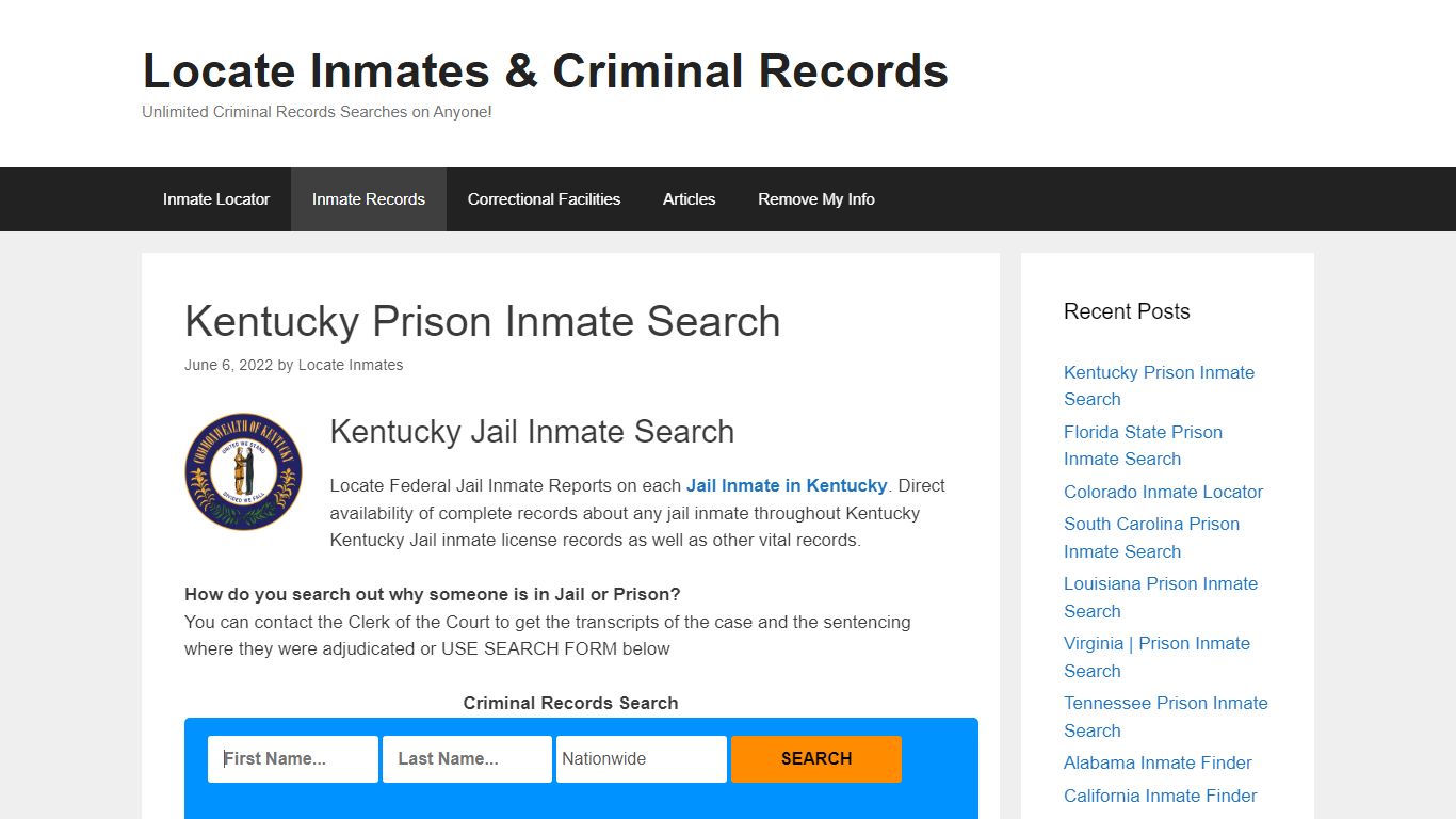 Kentucky Prison Inmate Search – Locate Inmates & Criminal ...